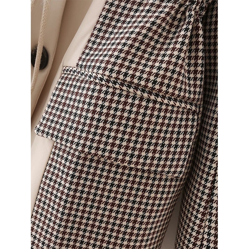 Willshela, moda para mujer, con bolsillos, chaqueta de retazos con una hilera de botones, cuello entallado, manga larga, abrigos Vintage para mujer, Tops elegantes