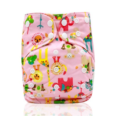 Pañales reutilizables AIO con impresión digital PORORO con 2 refuerzos de bambú, pañal de tela transpirable todo en uno de bambú