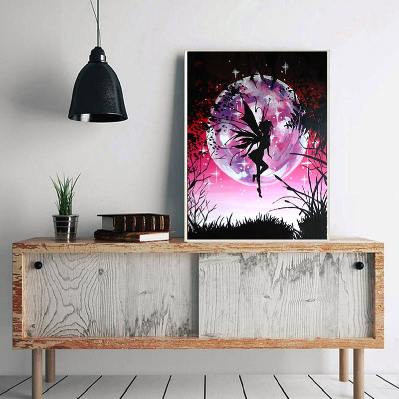 Pintura de diamantes 5D DIY "Hada mariposa", bordado completo de diamantes, imagen de diamantes de imitación para regalos de festivales