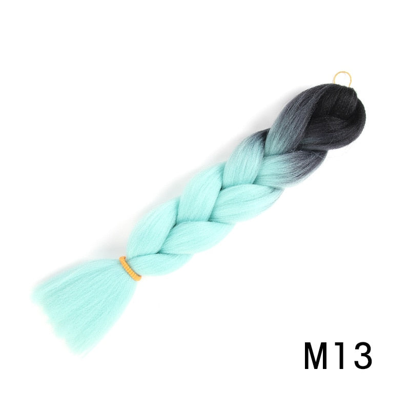 GAKA Women Jumbo Braids Pink Blonde Green Two Tone Color Long Ombre Glowing Twist Synthetic Braiding Hair Extension