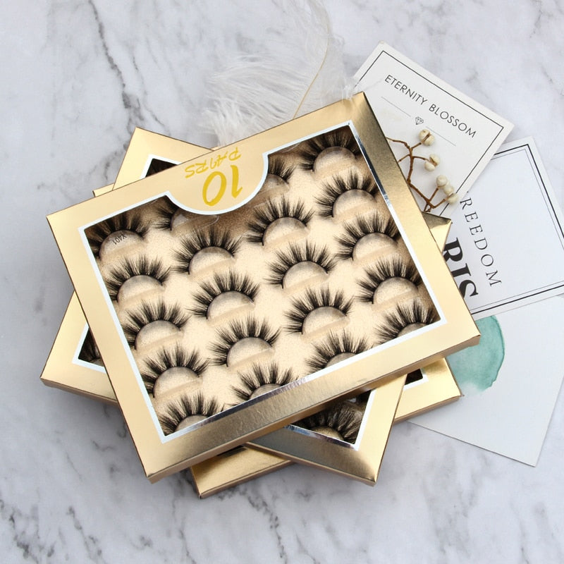 5/10 Pair 3D Mink Eyelashes Fluffy Dramatic Eyelashes Makeup Wispy Mink Lashes Natural Long False Eyelashes Thick Fake Lashes