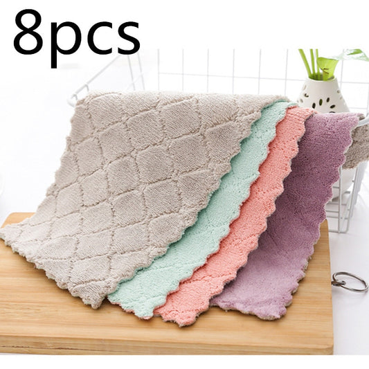 Toalla de microfibra súper absorbente para el hogar, paño para platos de cocina, trapo antiadherente para lavado de aceite, vajilla, herramienta de limpieza, 8 piezas
