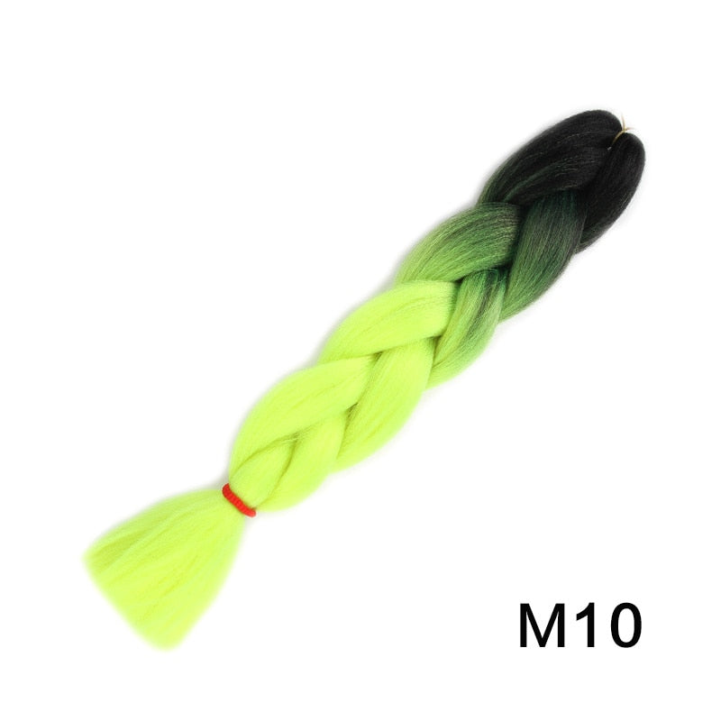 GAKA Women Jumbo Braids Pink Blonde Green Two Tone Color Long Ombre Glowing Twist Synthetic Braiding Hair Extension