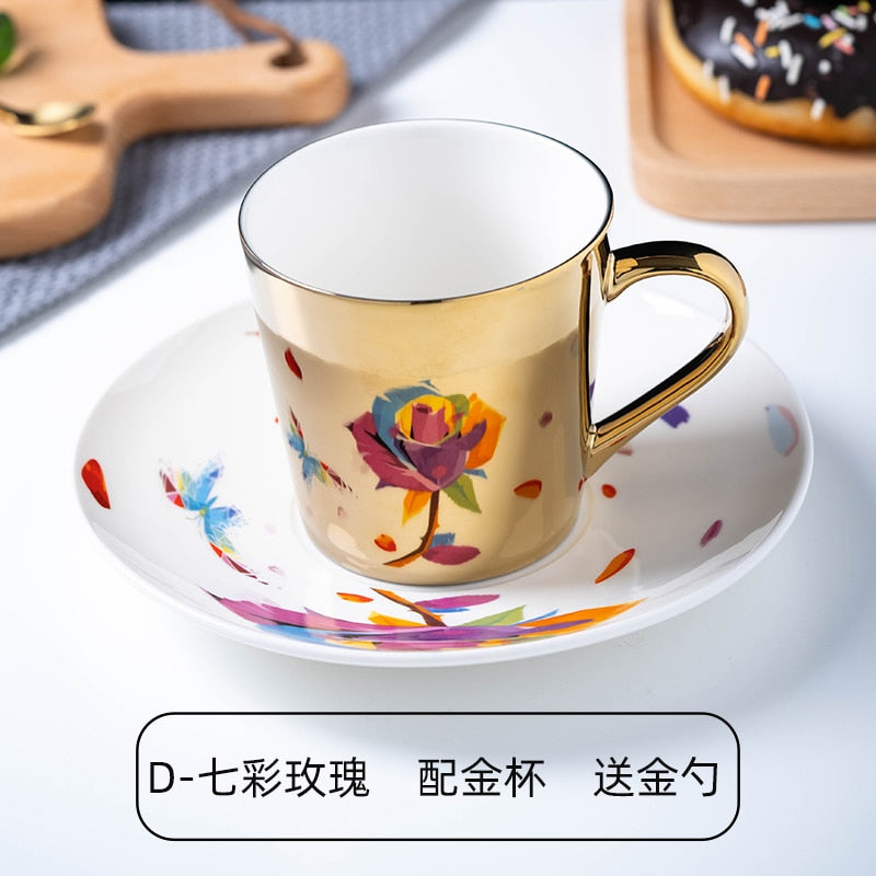 Ins Mirror Reflection Cup Coffee mug Picasso Ceramic Coffee Cup and Saucer Set lion Funny Mugs for Friend Birthday Best Gift