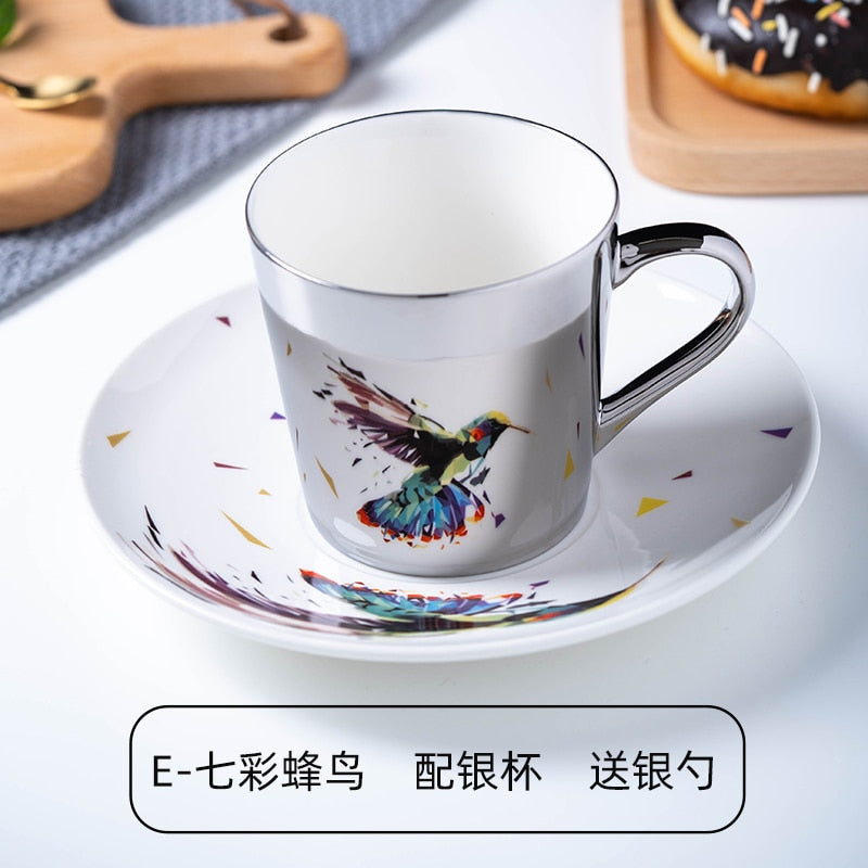 Ins Mirror Reflection Cup Coffee mug Picasso Ceramic Coffee Cup and Saucer Set lion Funny Mugs for Friend Birthday Best Gift