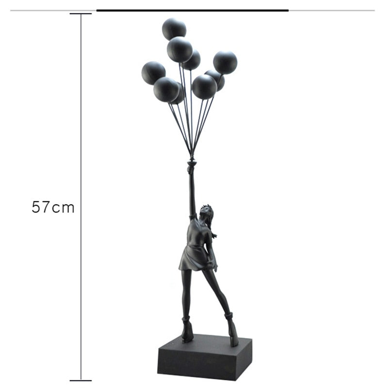Nuevas estatuas lujosas de globos para niñas, globos voladores Banksy, escultura artística para niñas, artesanía de resina, decoración del hogar, regalo de Navidad de 57cm