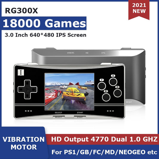 Nueva consola de juegos portátil Retro RG300X con 18000 emuladores de juegos para PS1/MD/FC/GB reproductor de juegos portátil salida HD pantalla IPS de 3,0 "