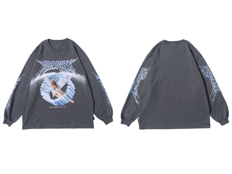 GONTHWID, camisetas creativas de manga larga con estampado de Ángel en 3D, ropa de calle Hip Hop Hipster, camisetas holgadas informales, camisetas de moda para hombres