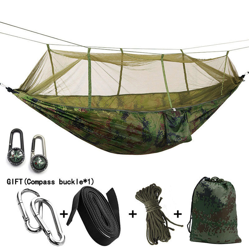 Hamaca para acampar/jardín con mosquitera, muebles de exterior para 1-2 personas, cama colgante portátil, columpio para dormir de tela de paracaídas resistente