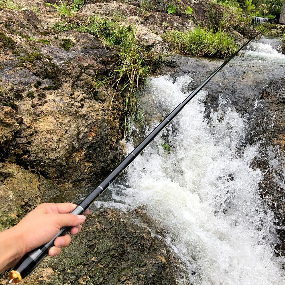 GHOTDA caña de pescar telescópica de fibra de carbono dura súper ligera caña de pescar de mano 3,6 M/4,5 M/5,4 M/6,3 M/7,2 M caña de pescar