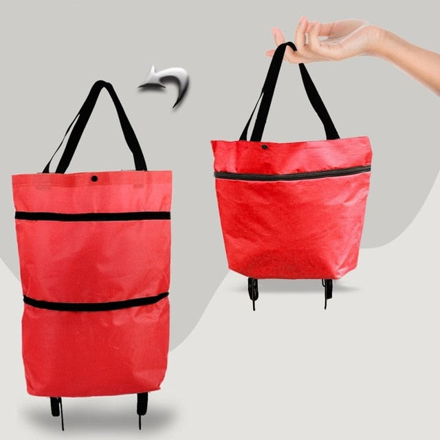 Bolsa de almacenamiento plegable de alta capacidad para compras, organizador de alimentos, bolsa con ruedas, bolsas de compras portátiles, comprar bolsas para verduras