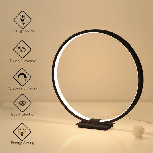 Lámpara de mesa LED, lámpara de escritorio regulable táctil moderna, lámparas de mesa para decoración de dormitorio, lámpara de noche, luces nocturnas circulares blancas y negras