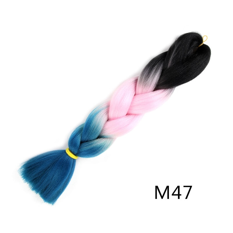 GAKA Women Jumbo Braids Pink Blonde Green Two Tone Color Long Ombre Glowing Twist Synthetic Braiding Hair Extension
