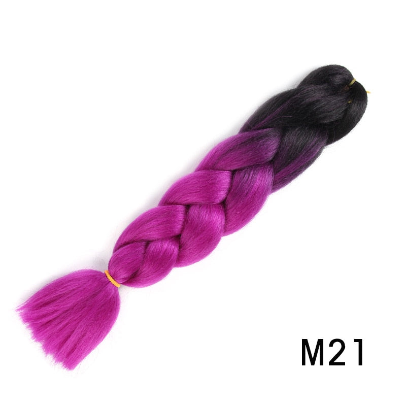 GAKA Women Jumbo Braids Pink Blonde Green Two Tone Color Long Ombre Glowing Twist Synthetic Braiding Hair Extension