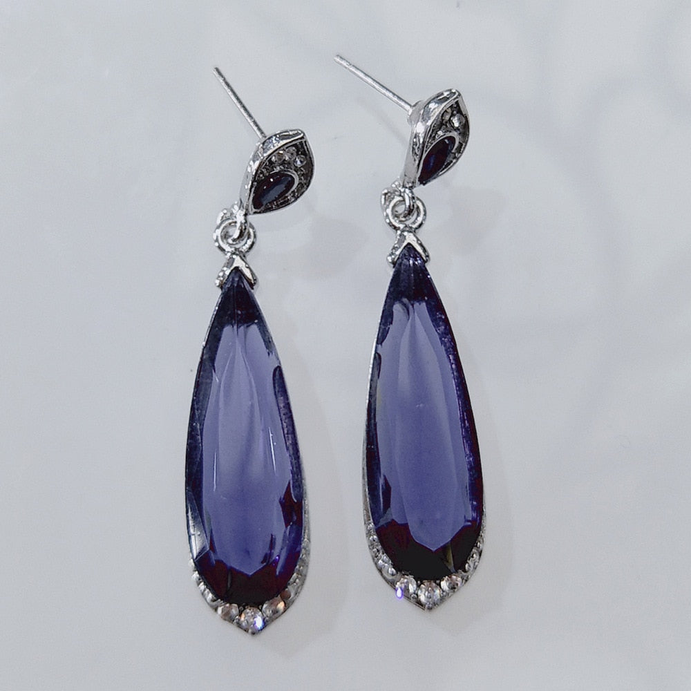 Pendientes creativos de Retro Azul con forma de gota de cristal, pendientes colgantes clásicos Vintage para mujer, joyería de moda para fiesta, el mejor regalo