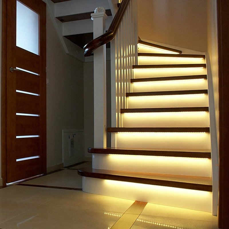 Luz LED inteligente para escalera debajo de la cama, Detector de luz con Sensor PIR, Control inteligente, lámpara de pared, armario, cocina, 3M, 2M, 1M