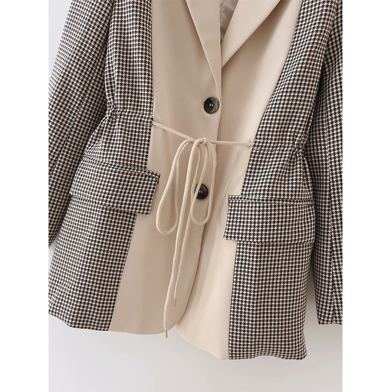 Willshela, moda para mujer, con bolsillos, chaqueta de retazos con una hilera de botones, cuello entallado, manga larga, abrigos Vintage para mujer, Tops elegantes