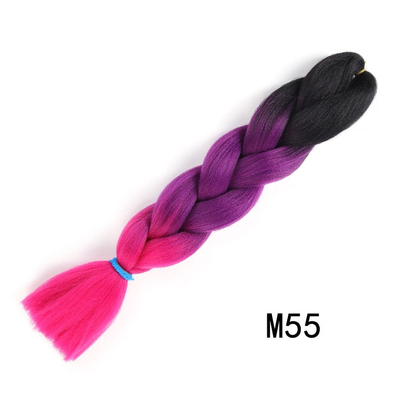 GAKA Women Jumbo Braids Pink Blonde Green Two Tone Color Long Ombre Glowing Twist Synthetic Braiding Hair Extension