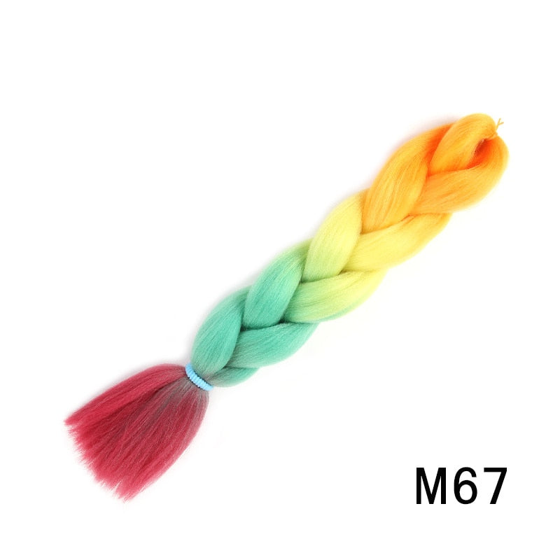 GAKA Women Jumbo Braids Pink Blonde Green Two Tone Color Long Ombre Glowing Twist Synthetic Braiding Hair Extension