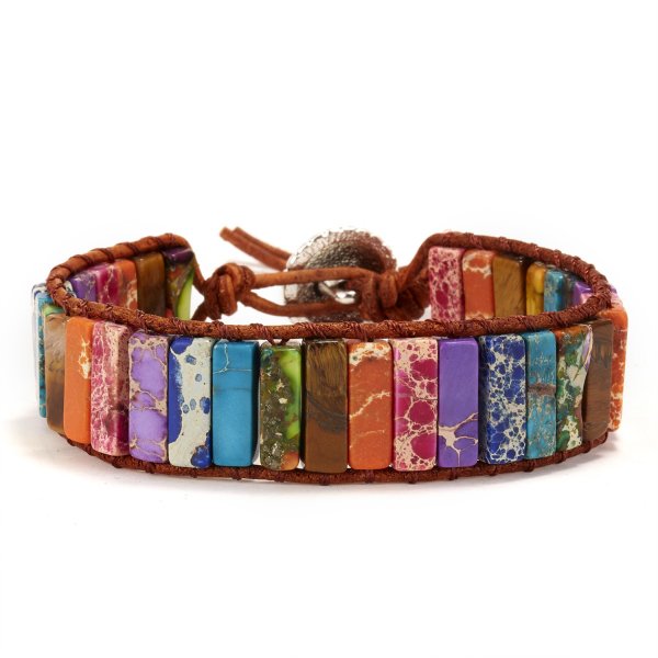 Pulsera de cuentas de piedra Natural para mujer, cadena de cuerda tejida ajustable multicapa Vintage de 3 hebras, regalo de joyería Bohemia a la moda