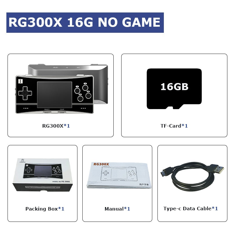 Nueva consola de juegos portátil Retro RG300X con 18000 emuladores de juegos para PS1/MD/FC/GB reproductor de juegos portátil salida HD pantalla IPS de 3,0 "
