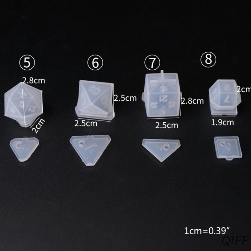 DIY Crystal Epoxy Mold Dice Fillet Shape Multi-spec Digital Game Silicone Mould