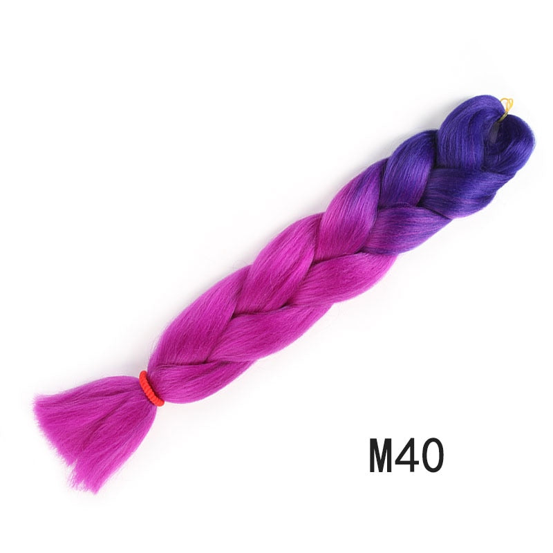 GAKA Women Jumbo Braids Pink Blonde Green Two Tone Color Long Ombre Glowing Twist Synthetic Braiding Hair Extension