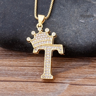Nidin, nuevo collar de cadena con colgante de alfabeto AZ de circonita de cobre de lujo, estilo Hip-Hop, joyería de nombre inicial para mujer y hombre