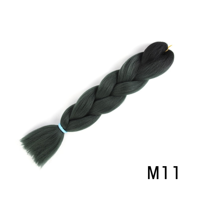 GAKA Women Jumbo Braids Pink Blonde Green Two Tone Color Long Ombre Glowing Twist Synthetic Braiding Hair Extension