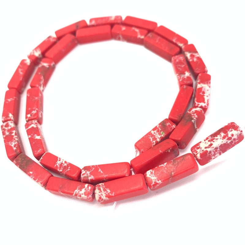 Cuentas cuadradas de piedra imperial multicolor de 4x13mm, piedra de sedimento marino Natural se utiliza para la producción de pulseras de joyería DIY