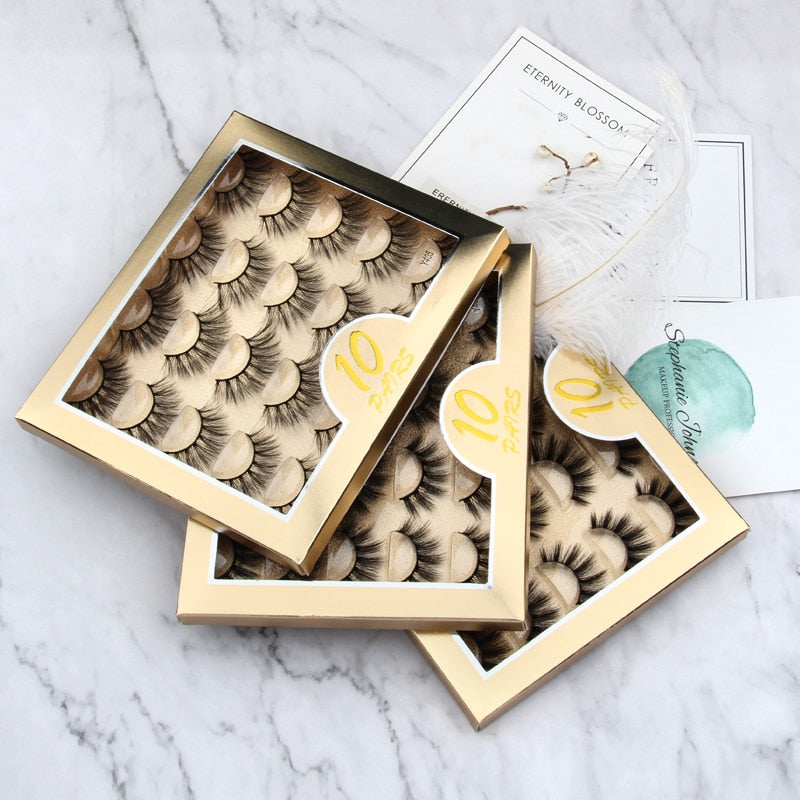 5/10 Pair 3D Mink Eyelashes Fluffy Dramatic Eyelashes Makeup Wispy Mink Lashes Natural Long False Eyelashes Thick Fake Lashes