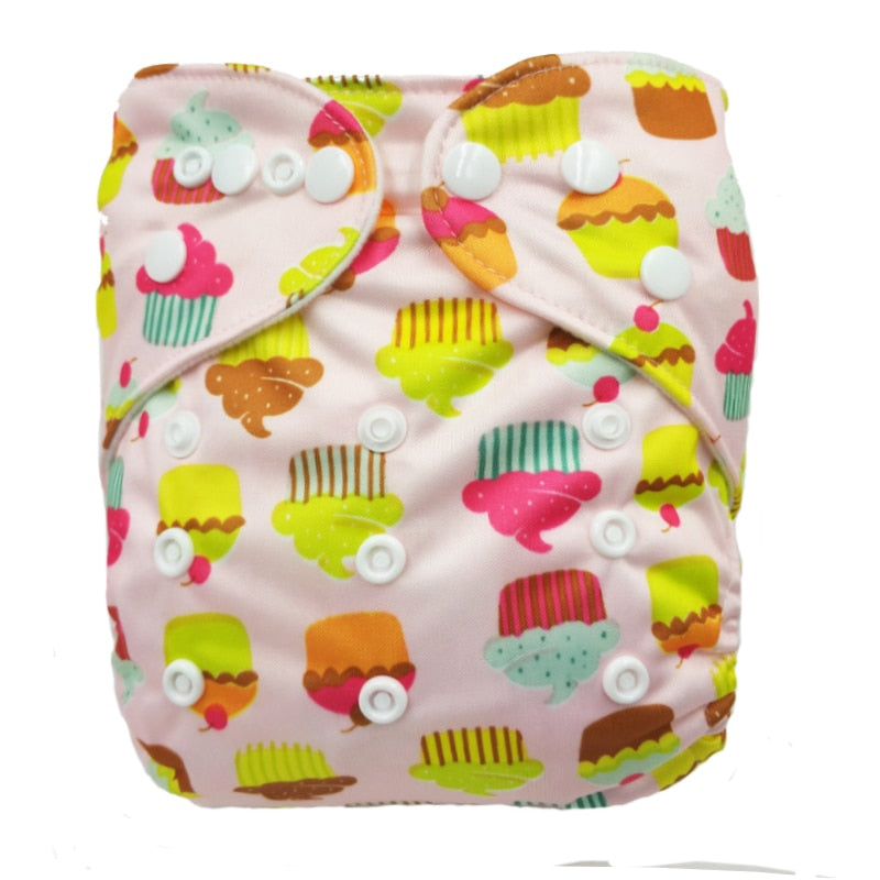 Pañales reutilizables AIO con impresión digital PORORO con 2 refuerzos de bambú, pañal de tela transpirable todo en uno de bambú