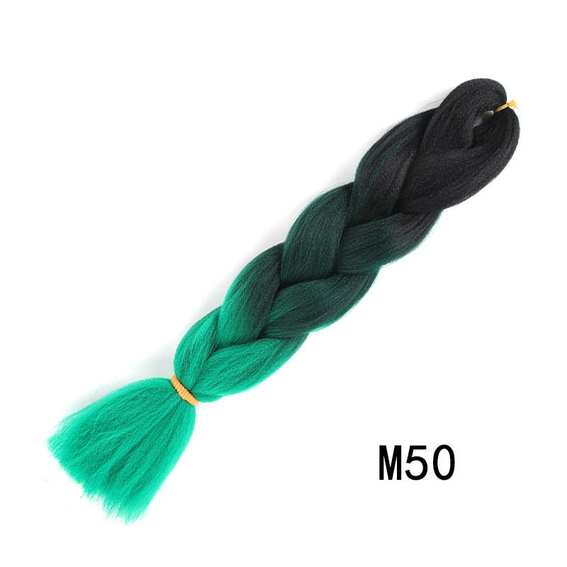 GAKA Women Jumbo Braids Pink Blonde Green Two Tone Color Long Ombre Glowing Twist Synthetic Braiding Hair Extension