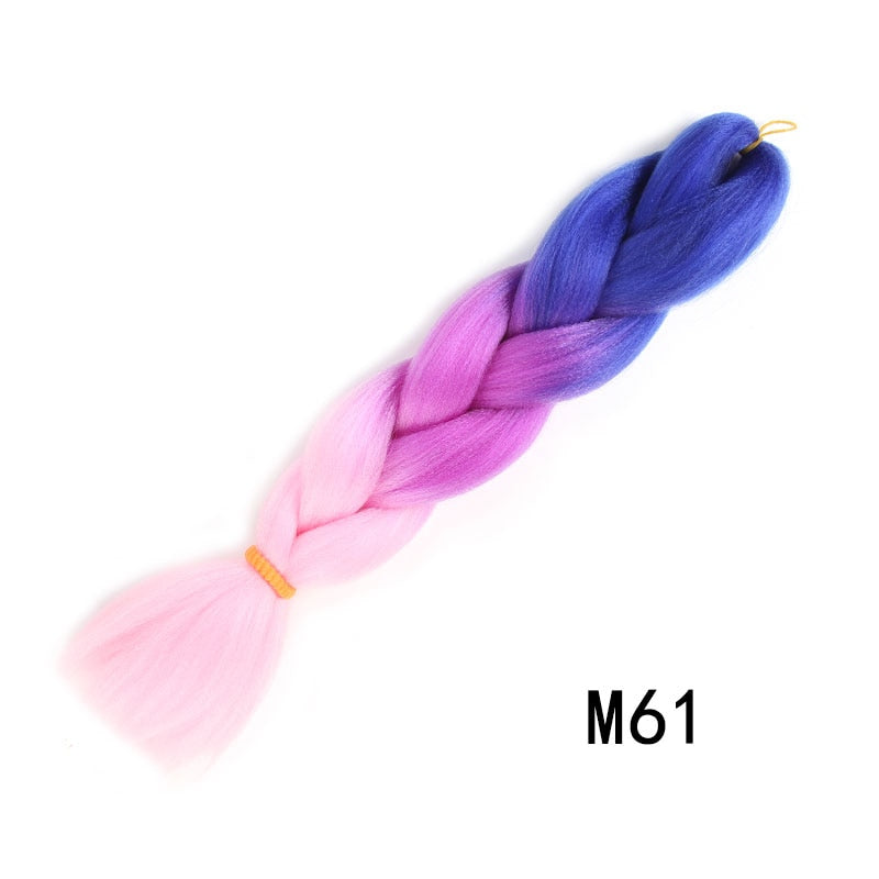 GAKA Women Jumbo Braids Pink Blonde Green Two Tone Color Long Ombre Glowing Twist Synthetic Braiding Hair Extension