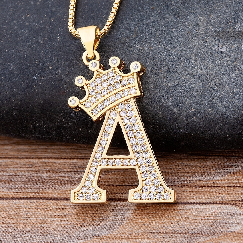 Nidin, nuevo collar de cadena con colgante de alfabeto AZ de circonita de cobre de lujo, estilo Hip-Hop, joyería de nombre inicial para mujer y hombre