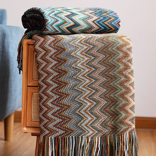 Mantas de punto bohemias, mantas para lanzar sofá con borlas, colcha colorida para siesta, aire acondicionado, decoración nórdica para el hogar