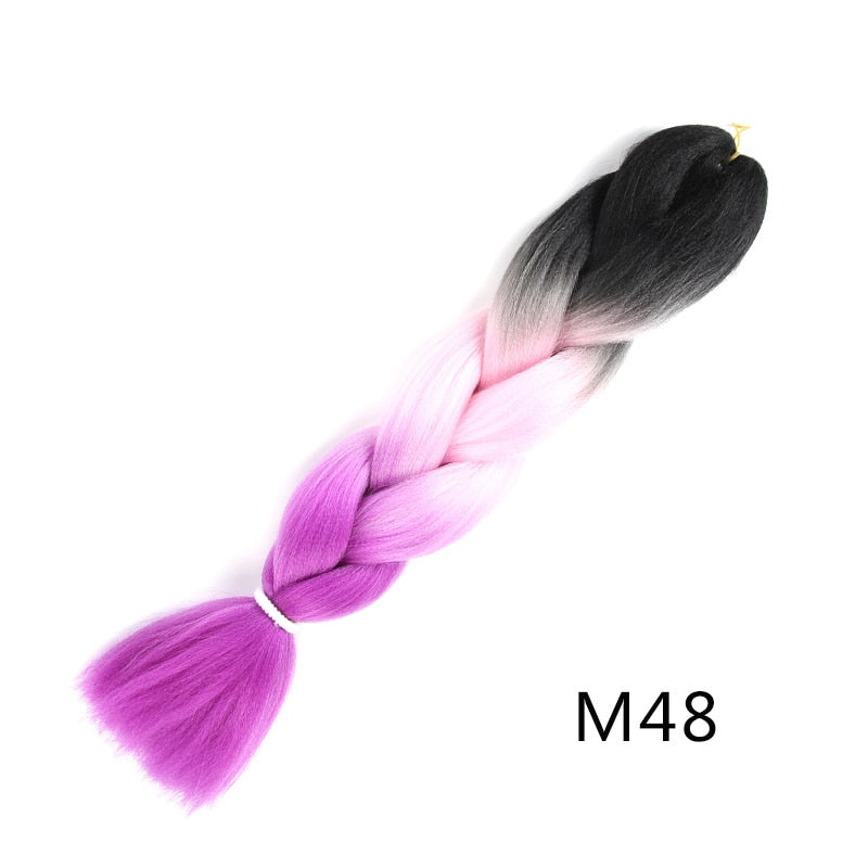 GAKA Women Jumbo Braids Pink Blonde Green Two Tone Color Long Ombre Glowing Twist Synthetic Braiding Hair Extension