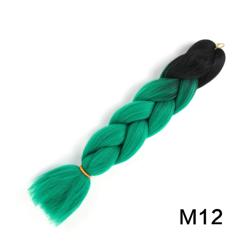 GAKA Women Jumbo Braids Pink Blonde Green Two Tone Color Long Ombre Glowing Twist Synthetic Braiding Hair Extension