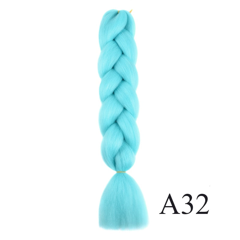 GAKA Women Jumbo Braids Pink Blonde Green Two Tone Color Long Ombre Glowing Twist Synthetic Braiding Hair Extension