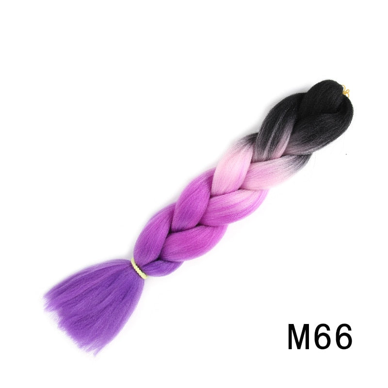 GAKA Women Jumbo Braids Pink Blonde Green Two Tone Color Long Ombre Glowing Twist Synthetic Braiding Hair Extension