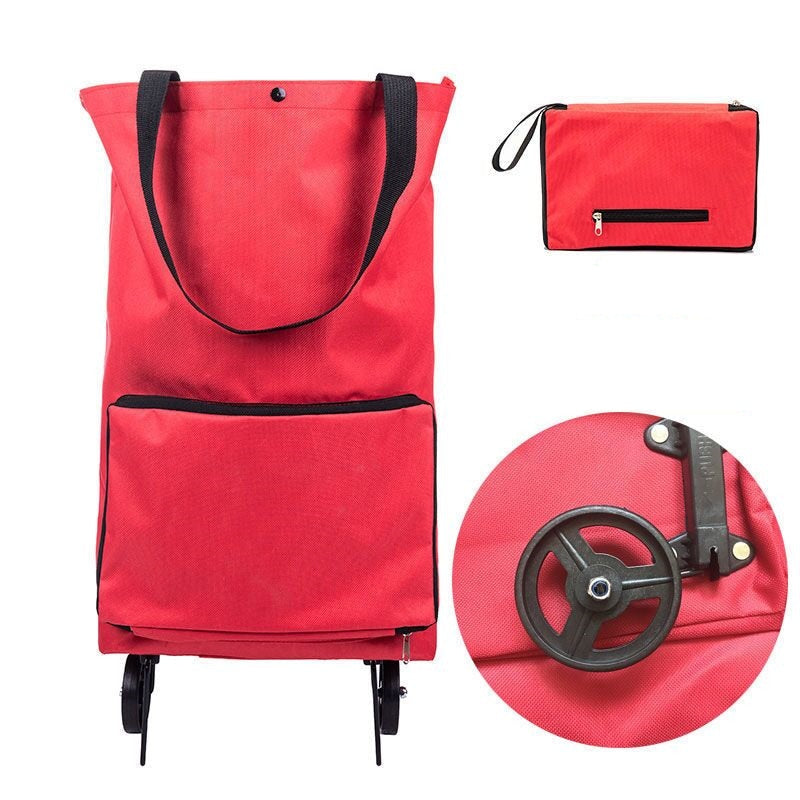 Bolsa de almacenamiento plegable de alta capacidad para compras, organizador de alimentos, bolsa con ruedas, bolsas de compras portátiles, comprar bolsas para verduras