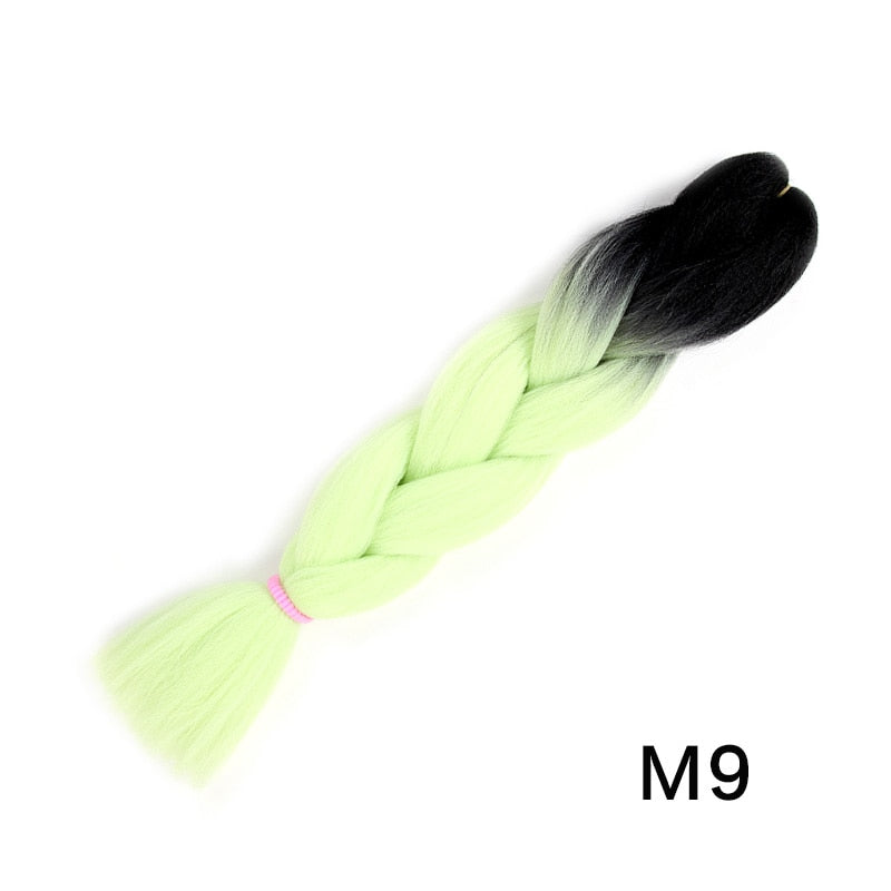 GAKA Women Jumbo Braids Pink Blonde Green Two Tone Color Long Ombre Glowing Twist Synthetic Braiding Hair Extension