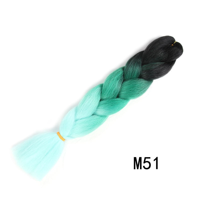 GAKA Women Jumbo Braids Pink Blonde Green Two Tone Color Long Ombre Glowing Twist Synthetic Braiding Hair Extension