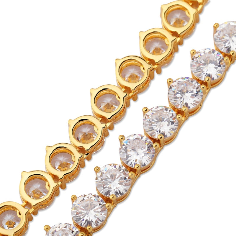 TOPGRILLZ Bling 3 puntas collar de cadena de tenis 4mm 6mm hombres Hip Hop encanto oro/plata joyería de Color helado AAA Cubic Zirconia