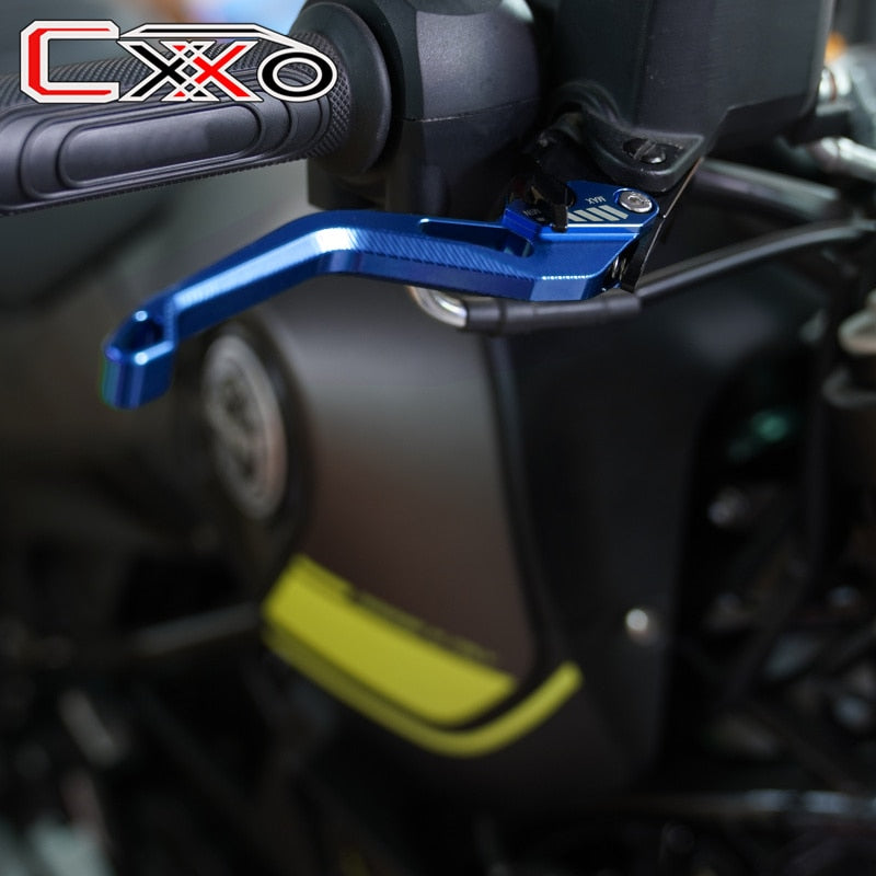 Logotipo de MT 07 para YAMAHA MT07 FZ07 mt-07 2019 2020 2021, palancas de embrague de freno cortas para motocicleta y tapones de aire para válvula de neumático de coche