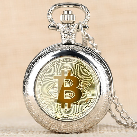 Reloj de bolsillo de cuarzo BTC, réplica de rublo de monedas físicas de Bitcoin chapadas Retro, Metal físico, colecciones de monedas de bits de imitación antiguas