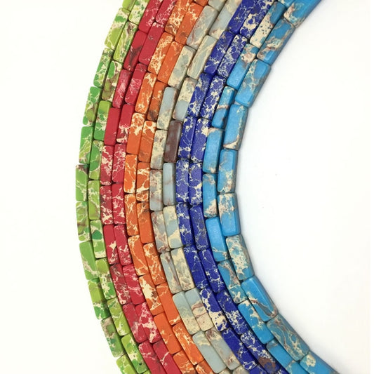 Cuentas cuadradas de piedra imperial multicolor de 4x13mm, piedra de sedimento marino Natural se utiliza para la producción de pulseras de joyería DIY