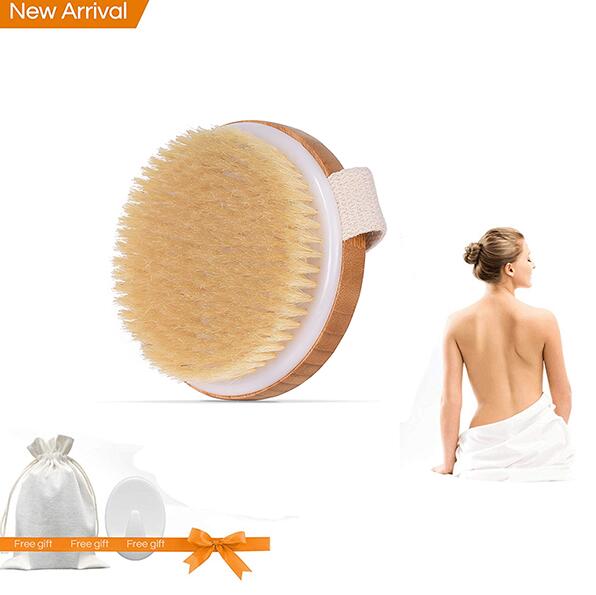 TREESMIL-cepillo de baño de cerdas naturales, masaje portátil de viaje, pelo de caballo, cepillo seco de madera, exfoliante, belleza, cepillo de ducha corporal D30