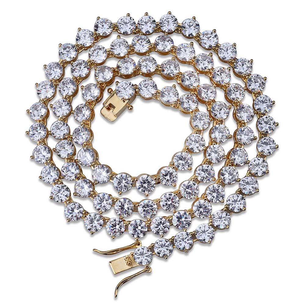 TOPGRILLZ Bling 3 puntas collar de cadena de tenis 4mm 6mm hombres Hip Hop encanto oro/plata joyería de Color helado AAA Cubic Zirconia
