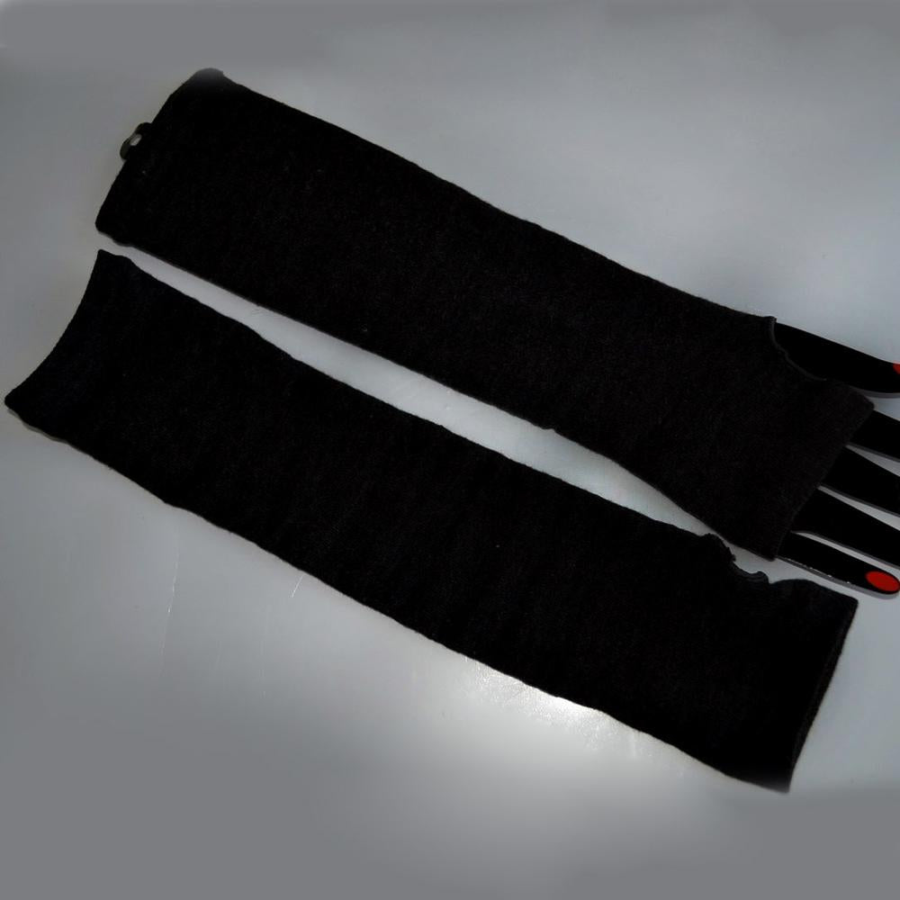 Naiveroo moda mujer señora rayas codo guantes más cálidos tejidos guantes largos sin dedos codo mitones accesorios de Navidad regalo